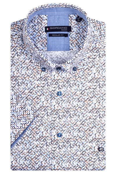 Giordano Geel Korte Mouw Regular fit Button Down Print Overhemd 316028 21 - Overhemd - Giordano Casual - Giordano Geel Korte Mouw Regular fit Button Down Print Overhemd 316028 21 - 316028/21/S