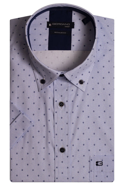 Giordano Licht blauw Korte Mouw Regular fit Button Down Print Overhemd 416013 61 - Overhemd - Giordano Casual - Giordano Licht blauw Korte Mouw Regular fit Button Down Print Overhemd 416013 61 - 416013/61/S