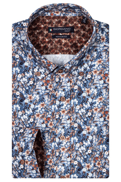 Giordano Licht blauw Lange Mouw Regular fit Button Down Print Overhemd 427039 61 - Overhemd - Giordano Casual - Giordano Licht blauw Lange Mouw Regular fit Button Down Print Overhemd 427039 61 - 427039/61/S