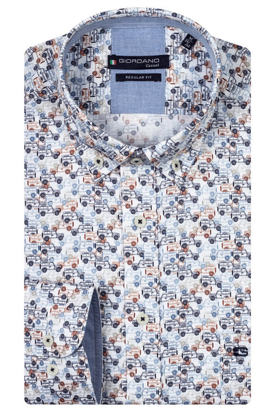 Giordano Navy Lange Mouw Regular fit Button Down Print Overhemd 427030 60 - Overhemd - Giordano Casual - Giordano Navy Lange Mouw Regular fit Button Down Print Overhemd 427030 60 - 427030/60/S