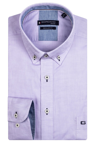 Giordano Purple Lange Mouw Regular fit Button Down Effen Overhemd 317005 41 - Overhemd - Giordano Casual - Giordano Purple Lange Mouw Regular fit Button Down Effen Overhemd 317005 41 - 317005/41/S