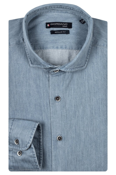 Giordano Licht blauw Lange Mouw Regular fit Cut Away Effen Overhemd 427007 61 - Overhemd - Giordano Tailored - Giordano Licht blauw Lange Mouw Regular fit Cut Away Effen Overhemd 427007 61 - 427007/61/S