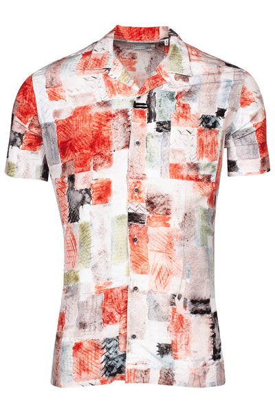 Giordano Beige Korte Mouw Modern fit Cut Away Print Overhemd 416853 81 - Overhemd - Giordano Tailored - Giordano Beige Korte Mouw Modern fit Cut Away Print Overhemd 416853 81 - 416853/81/37