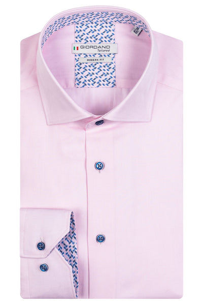 Giordano Pink Lange Mouw Button Down Effen Overhemd 317884 51 - Overhemd - Giordano Tailored - Giordano Pink Lange Mouw Button Down Effen Overhemd 317884 51 - 317884/51/37