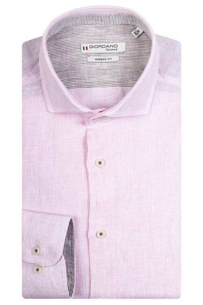 Giordano Roze Lange Mouw Modern fit Cut Away Streep Overhemd 417837 51 - Overhemd - Giordano Tailored - Giordano Roze Lange Mouw Modern fit Cut Away Streep Overhemd 417837 51 - 417837/51/37