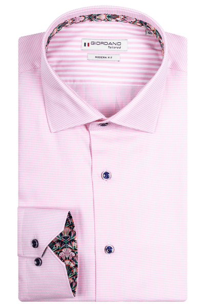 Giordano Roze Lange Mouw Modern fit Cut Away Streep Overhemd 417842 51 - Overhemd - Giordano Tailored - Giordano Roze Lange Mouw Modern fit Cut Away Streep Overhemd 417842 51 - 417842/51/37